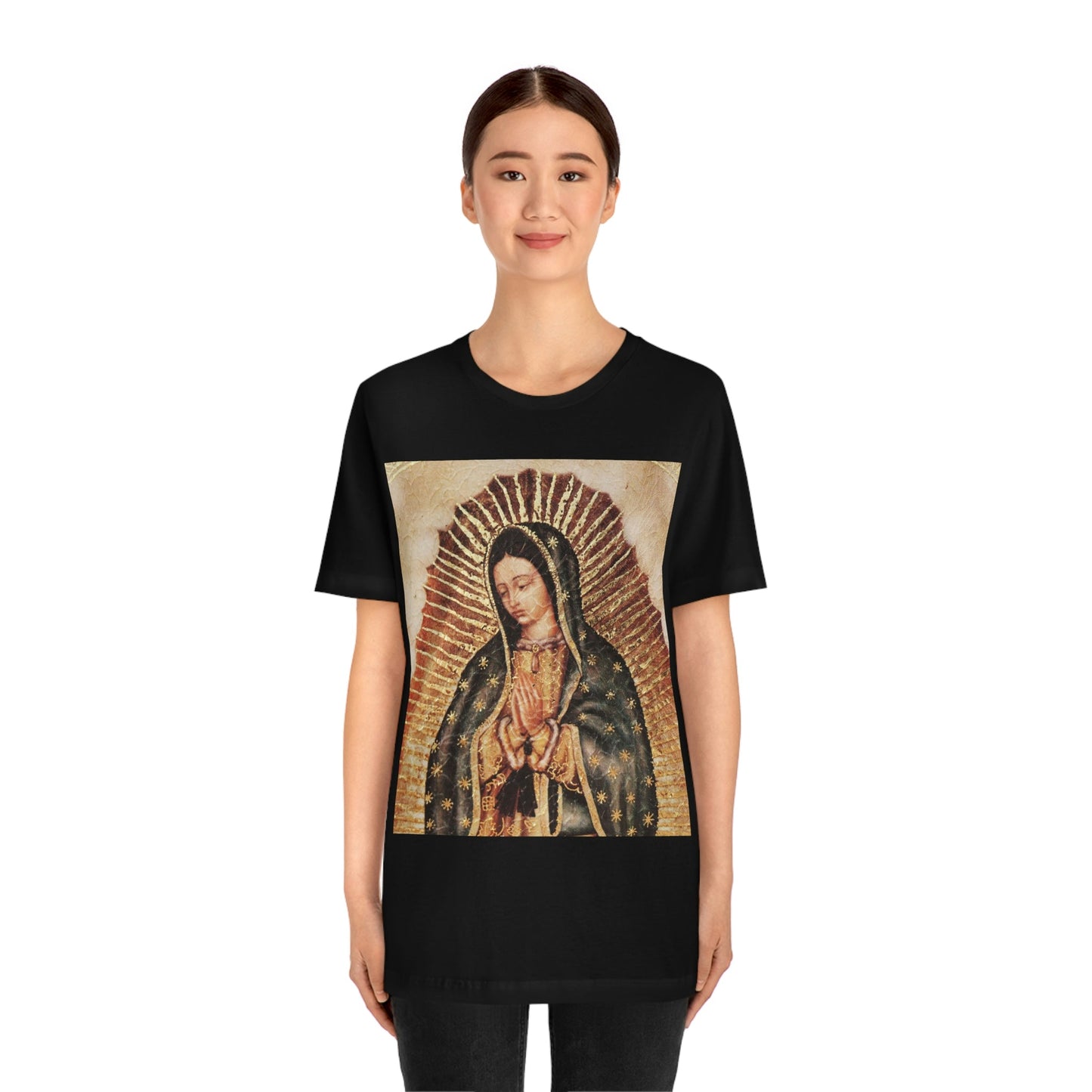 Unisex BELLA + CANVAS - Jersey Short Sleeve Tee - Nuestra Señora de Guadalupe O Virgen of Guadalupe - Mexico - Catholicism - Green Forest Home