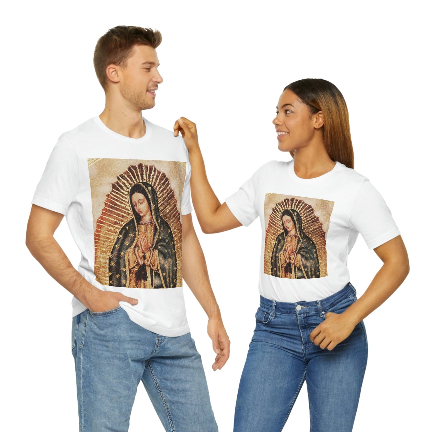 Unisex BELLA + CANVAS - Jersey Short Sleeve Tee - Nuestra Señora de Guadalupe O Virgen of Guadalupe - Mexico - Catholicism - Green Forest Home