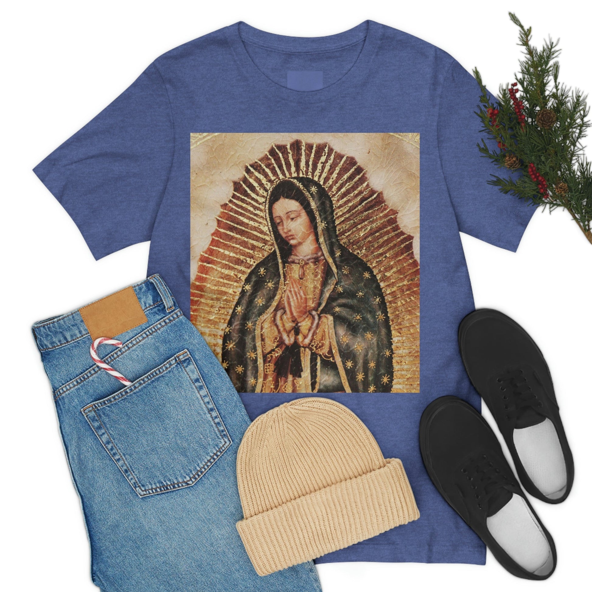 Unisex BELLA + CANVAS - Jersey Short Sleeve Tee - Nuestra Señora de Guadalupe O Virgen of Guadalupe - Mexico - Catholicism - Green Forest Home