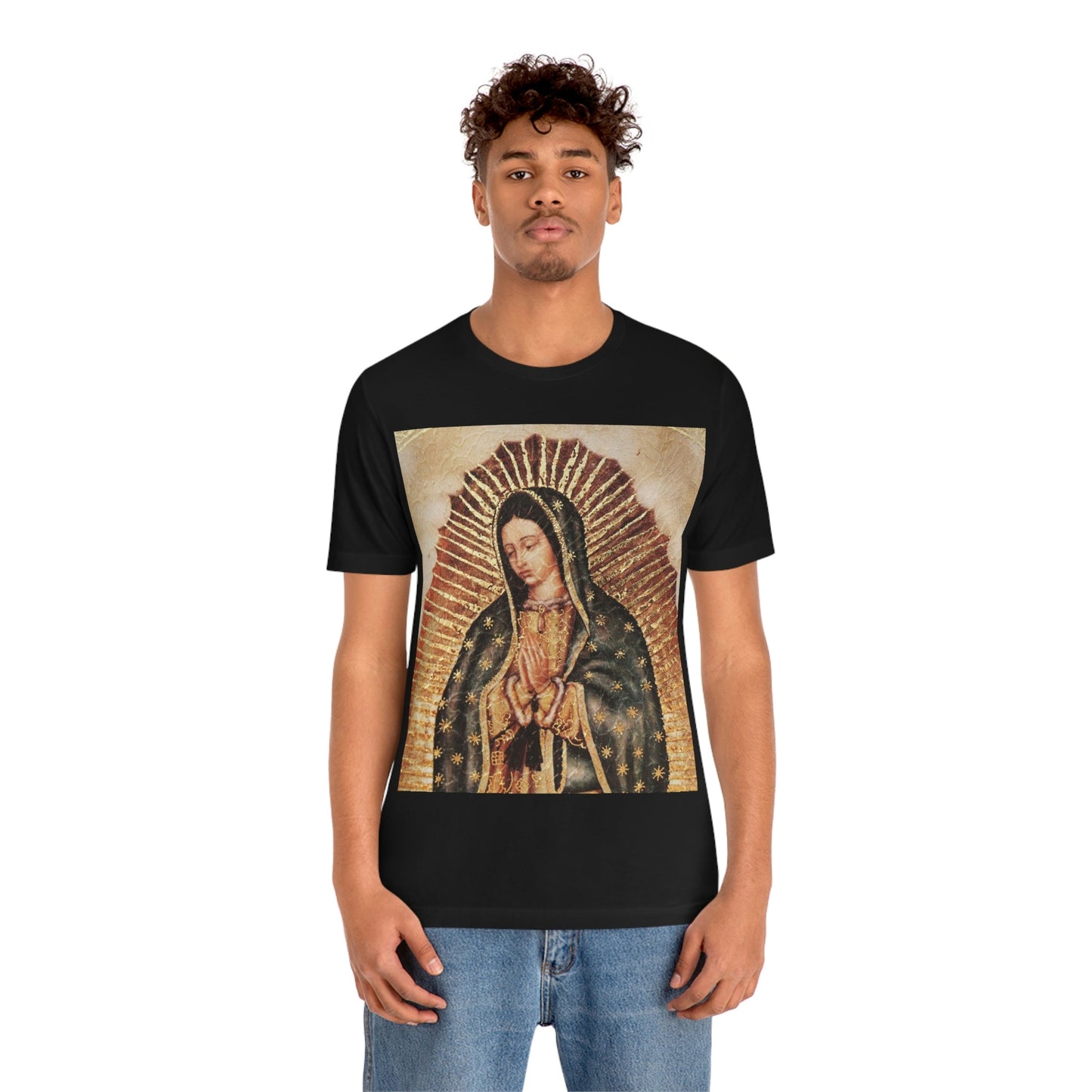 Unisex BELLA + CANVAS - Jersey Short Sleeve Tee - Nuestra Señora de Guadalupe O Virgen of Guadalupe - Mexico - Catholicism - Green Forest Home