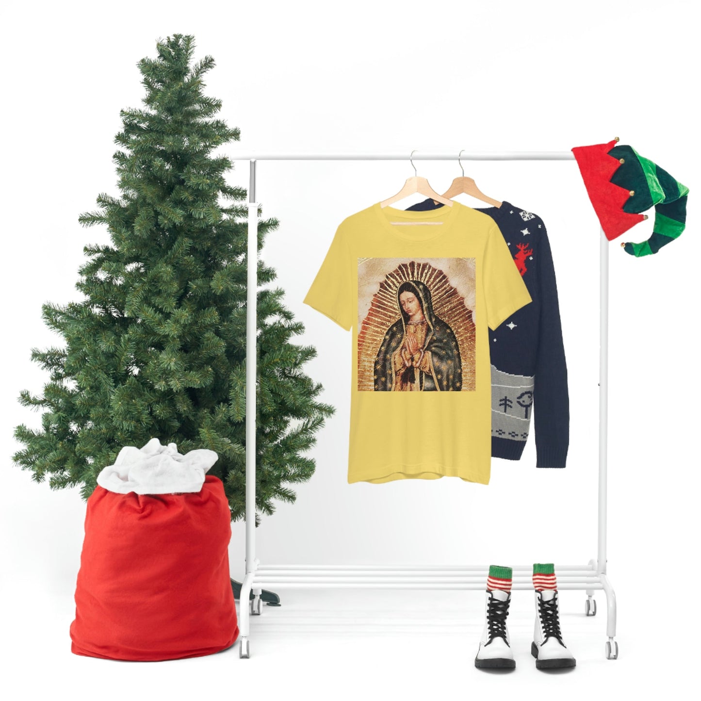 Unisex BELLA + CANVAS - Jersey Short Sleeve Tee - Nuestra Señora de Guadalupe O Virgen of Guadalupe - Mexico - Catholicism - Green Forest Home