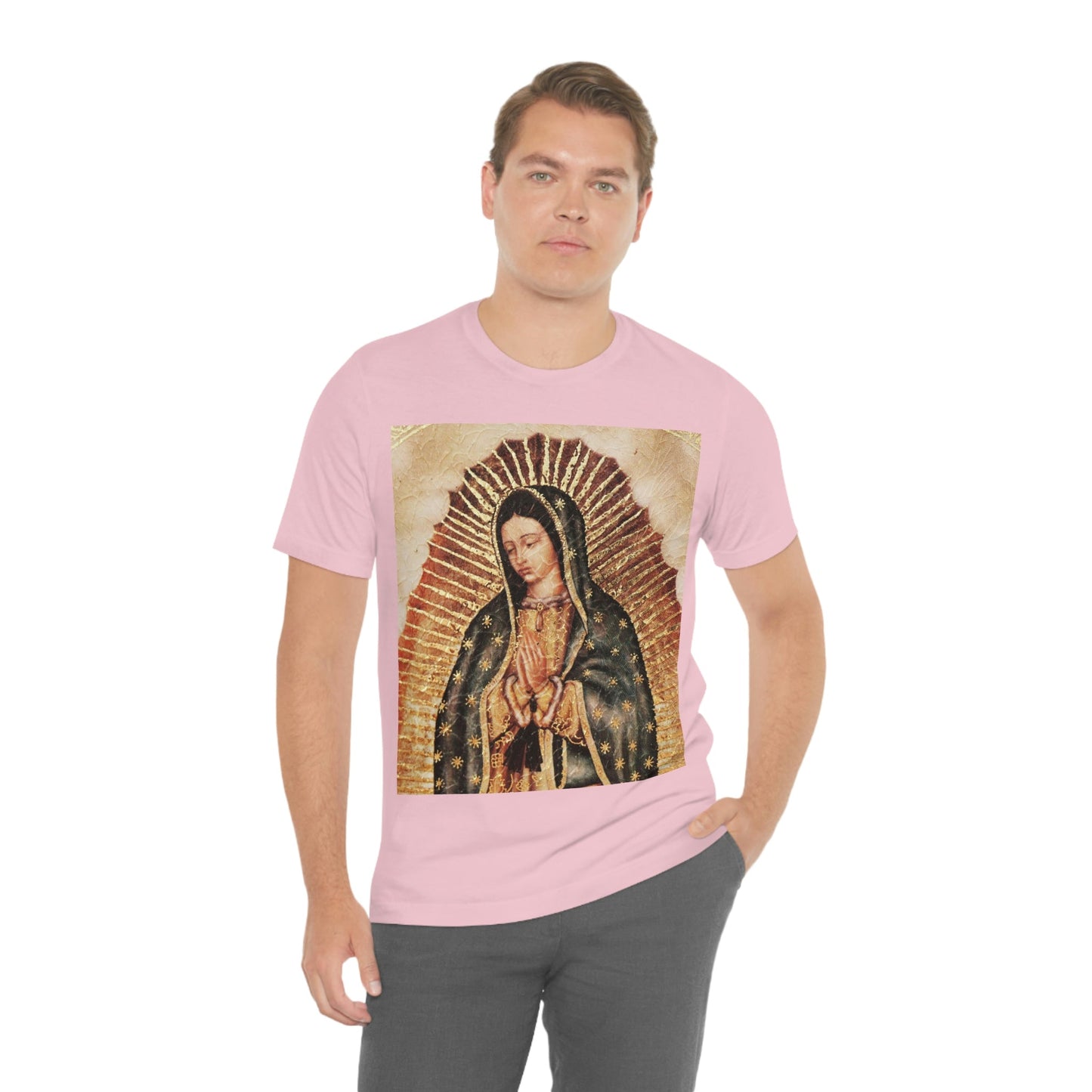 Unisex BELLA + CANVAS - Jersey Short Sleeve Tee - Nuestra Señora de Guadalupe O Virgen of Guadalupe - Mexico - Catholicism - Green Forest Home