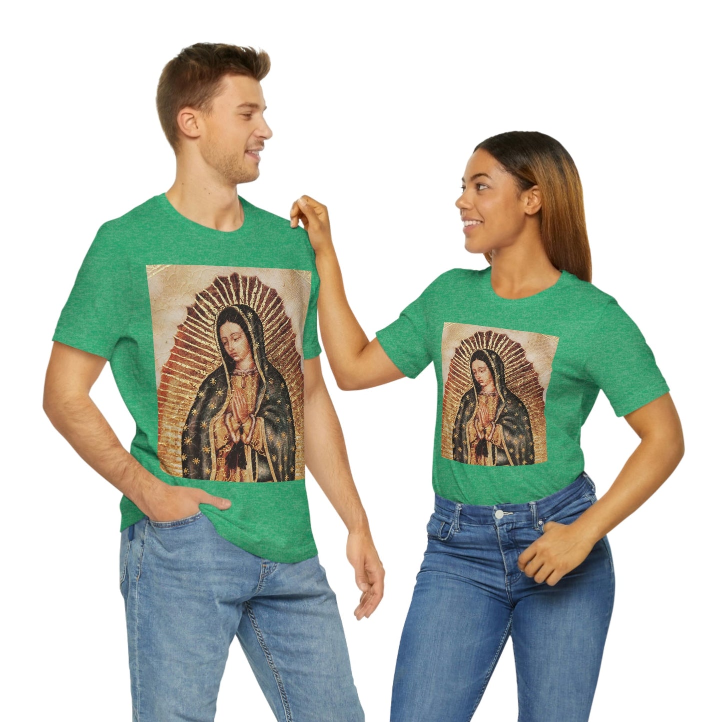 Unisex BELLA + CANVAS - Jersey Short Sleeve Tee - Nuestra Señora de Guadalupe O Virgen of Guadalupe - Mexico - Catholicism - Green Forest Home