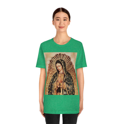 Unisex BELLA + CANVAS - Jersey Short Sleeve Tee - Nuestra Señora de Guadalupe O Virgen of Guadalupe - Mexico - Catholicism - Green Forest Home