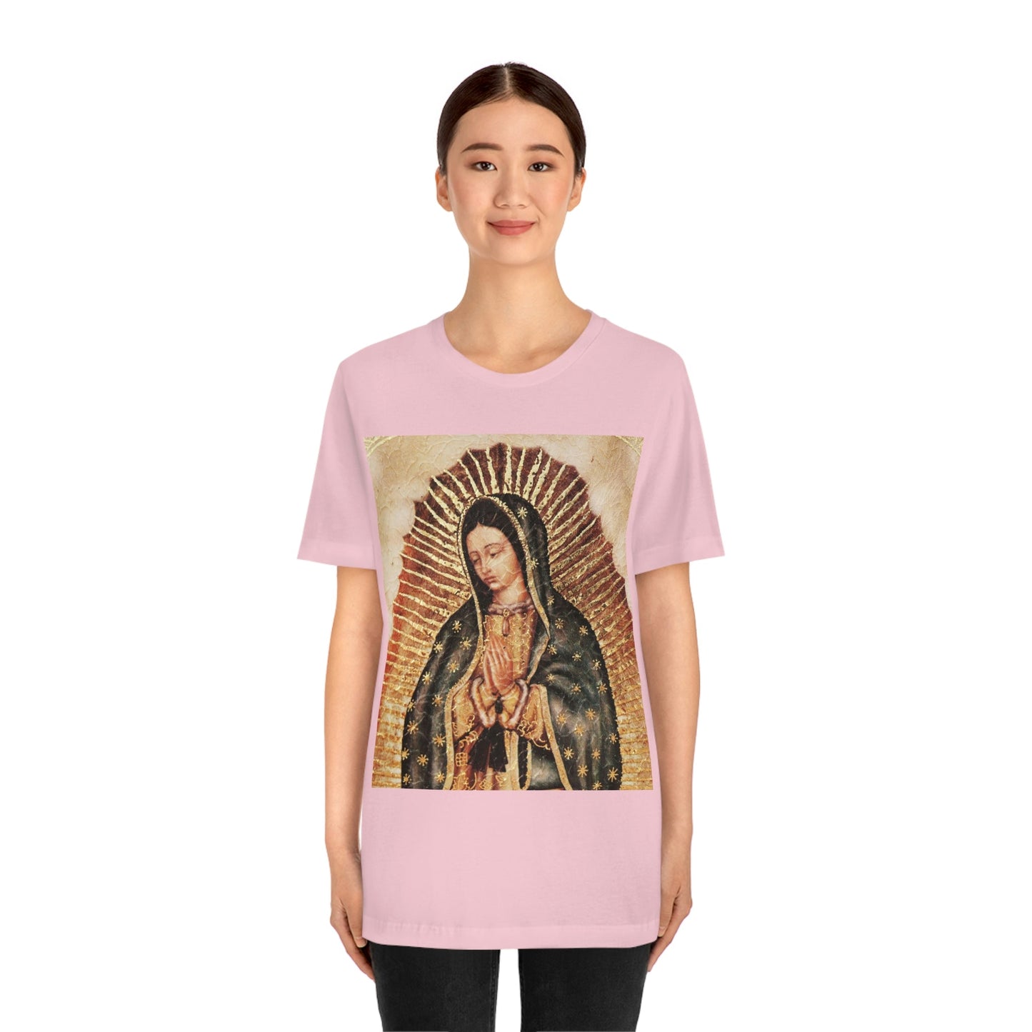 Unisex BELLA + CANVAS - Jersey Short Sleeve Tee - Nuestra Señora de Guadalupe O Virgen of Guadalupe - Mexico - Catholicism - Green Forest Home