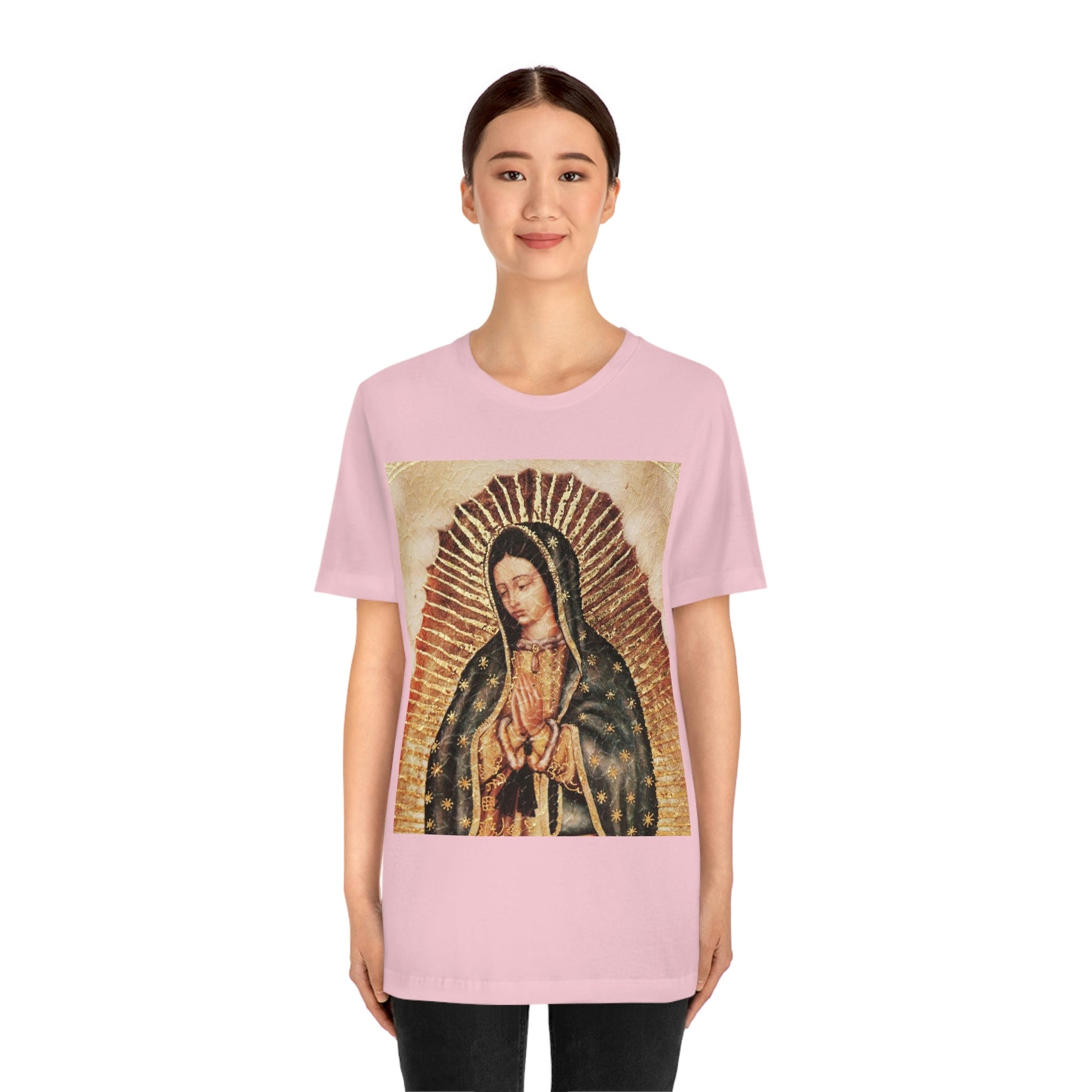Unisex BELLA + CANVAS - Jersey Short Sleeve Tee - Nuestra Señora de Guadalupe O Virgen of Guadalupe - Mexico - Catholicism - Green Forest Home