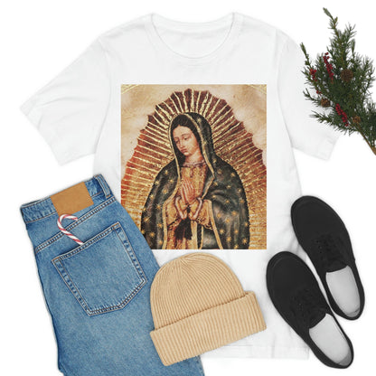 Unisex BELLA + CANVAS - Jersey Short Sleeve Tee - Nuestra Señora de Guadalupe O Virgen of Guadalupe - Mexico - Catholicism - Green Forest Home