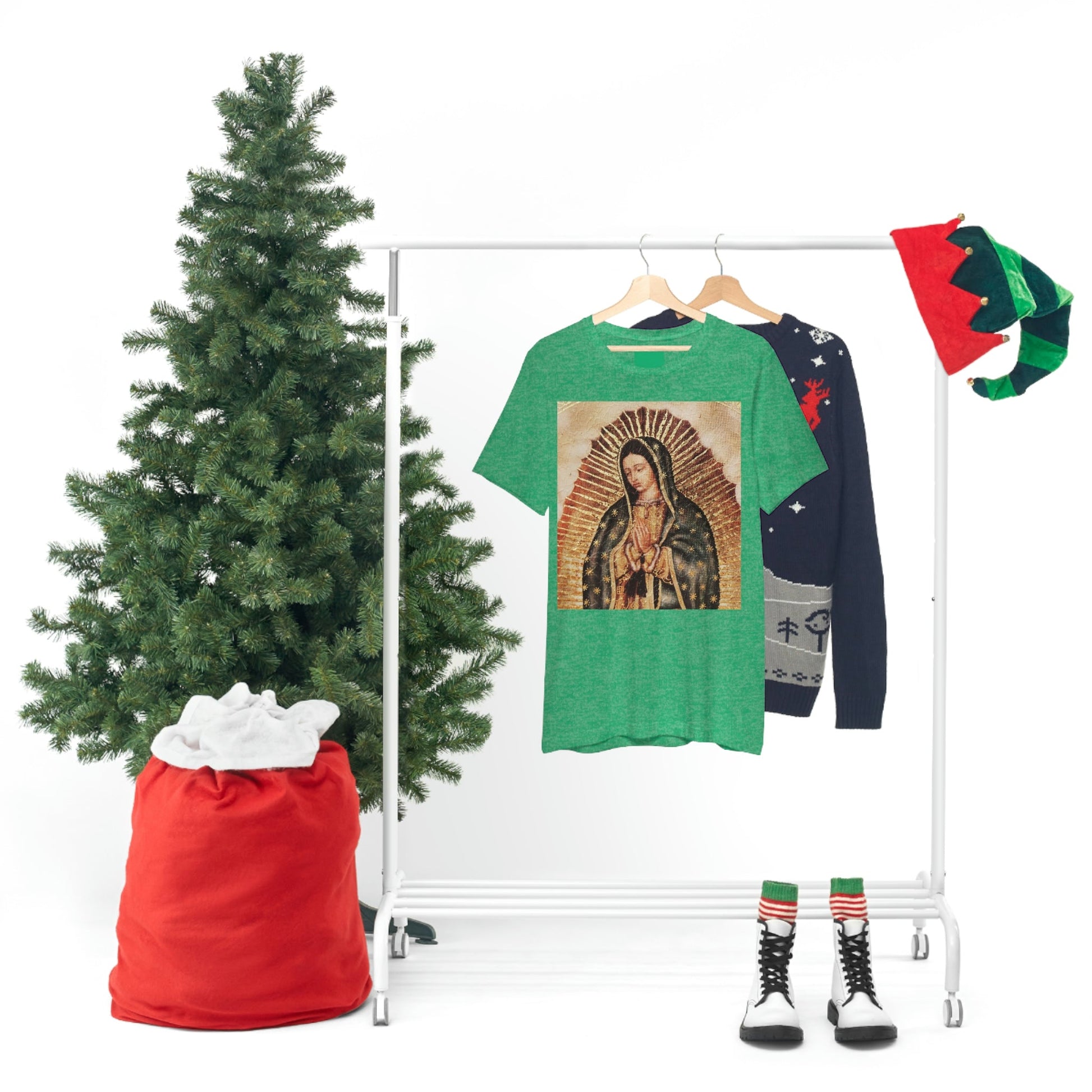 Unisex BELLA + CANVAS - Jersey Short Sleeve Tee - Nuestra Señora de Guadalupe O Virgen of Guadalupe - Mexico - Catholicism - Green Forest Home