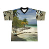 Unisex Football Jersey (AOP) - All Over Print - Amazing Colors of Pajaros Beach - Mona Island Puerto Rico - Made in China - Green Forest Home