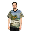 Unisex Football Jersey (AOP) - All Over Print - Amazing Colors of Pajaros Beach - Mona Island Puerto Rico - Made in China - Green Forest Home