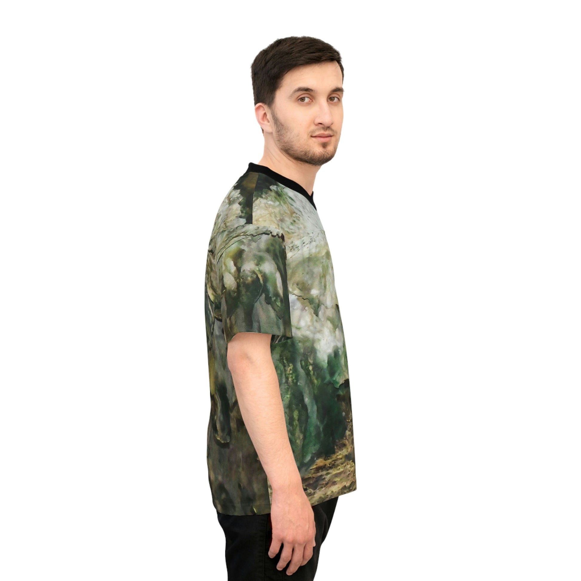 Unisex Football Jersey (AOP) - Caves Interior with Amazing Colors - Mona Island Puerto Rico - Made in China - Green Forest Home