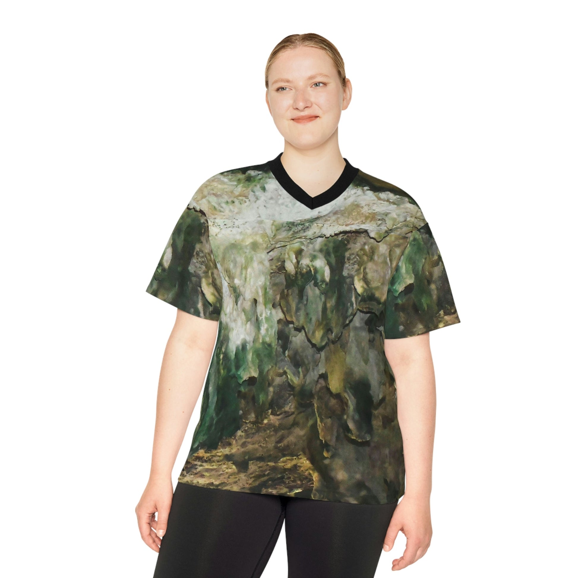 Unisex Football Jersey (AOP) - Caves Interior with Amazing Colors - Mona Island Puerto Rico - Made in China - Green Forest Home
