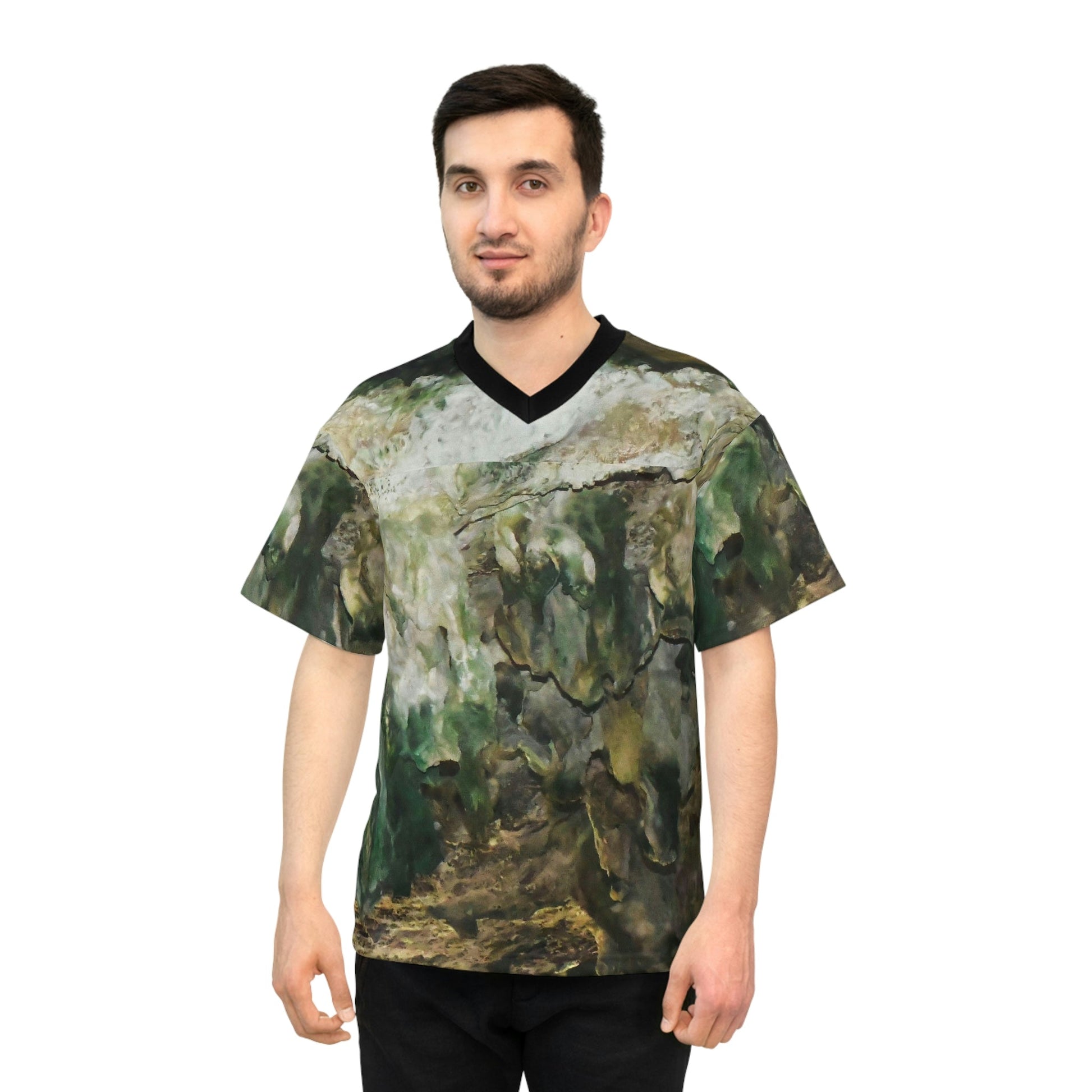 Unisex Football Jersey (AOP) - Caves Interior with Amazing Colors - Mona Island Puerto Rico - Made in China - Green Forest Home