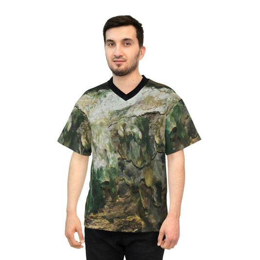 Unisex Football Jersey (AOP) - Caves Interior with Amazing Colors - Mona Island Puerto Rico - Made in China - Green Forest Home