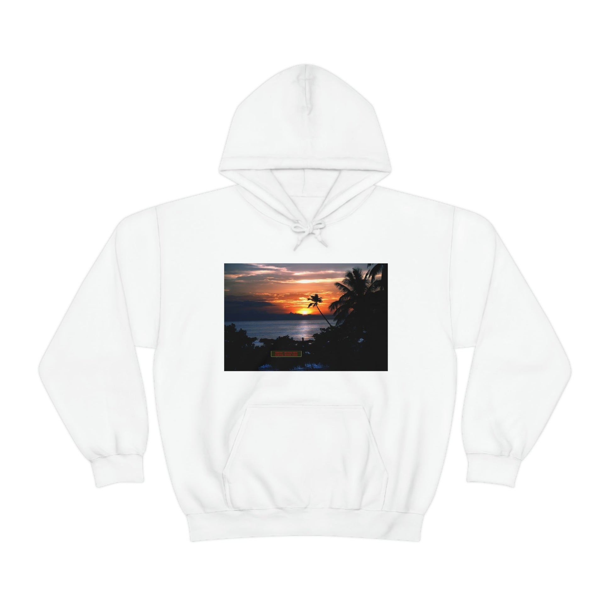 Unisex Heavy Blend Hooded Sweatshirt with Awesome RINCON BEACH in Puerto Rico - surfing, food, lodging, fun - Green Forest Home