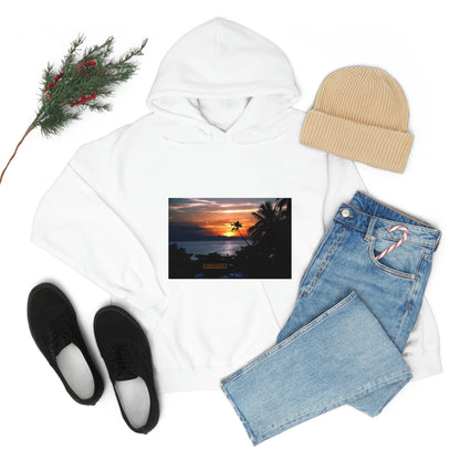 Unisex Heavy Blend Hooded Sweatshirt with Awesome RINCON BEACH in Puerto Rico - surfing, food, lodging, fun - Green Forest Home