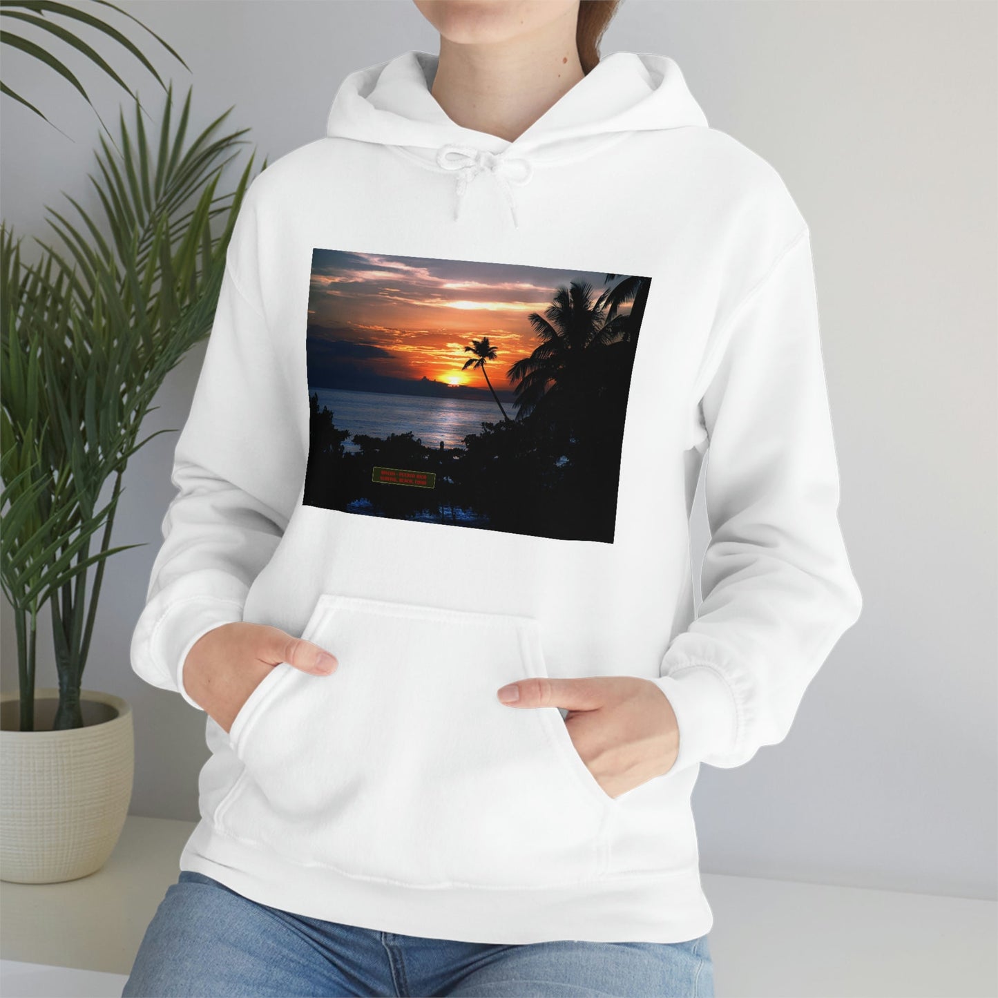 Unisex Heavy Blend Hooded Sweatshirt with Awesome RINCON BEACH in Puerto Rico - surfing, food, lodging, fun - Green Forest Home