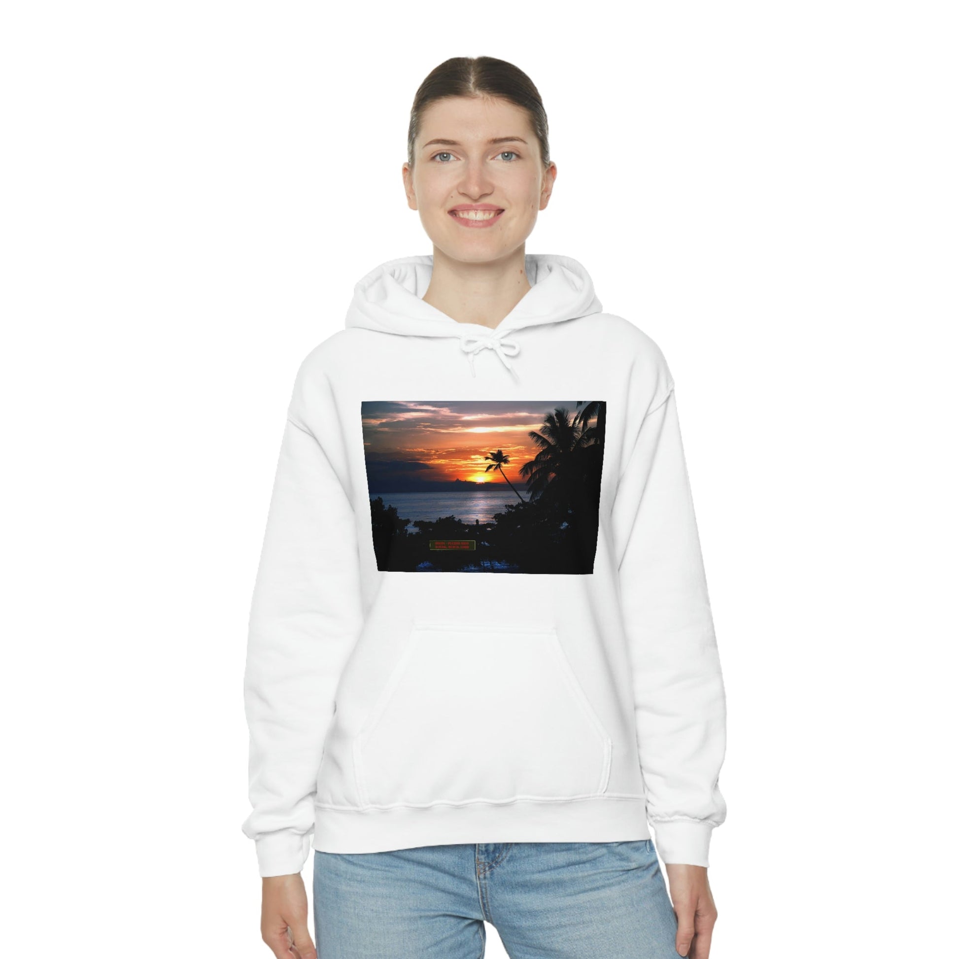 Unisex Heavy Blend Hooded Sweatshirt with Awesome RINCON BEACH in Puerto Rico - surfing, food, lodging, fun - Green Forest Home
