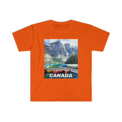 Unisex Softstyle T-Shirt - 100% cotton - Gildan 64000 - Made in CANADA in 3 Days - Rocky Mountains, Alberta & Canmore, Canada - Green Forest Home