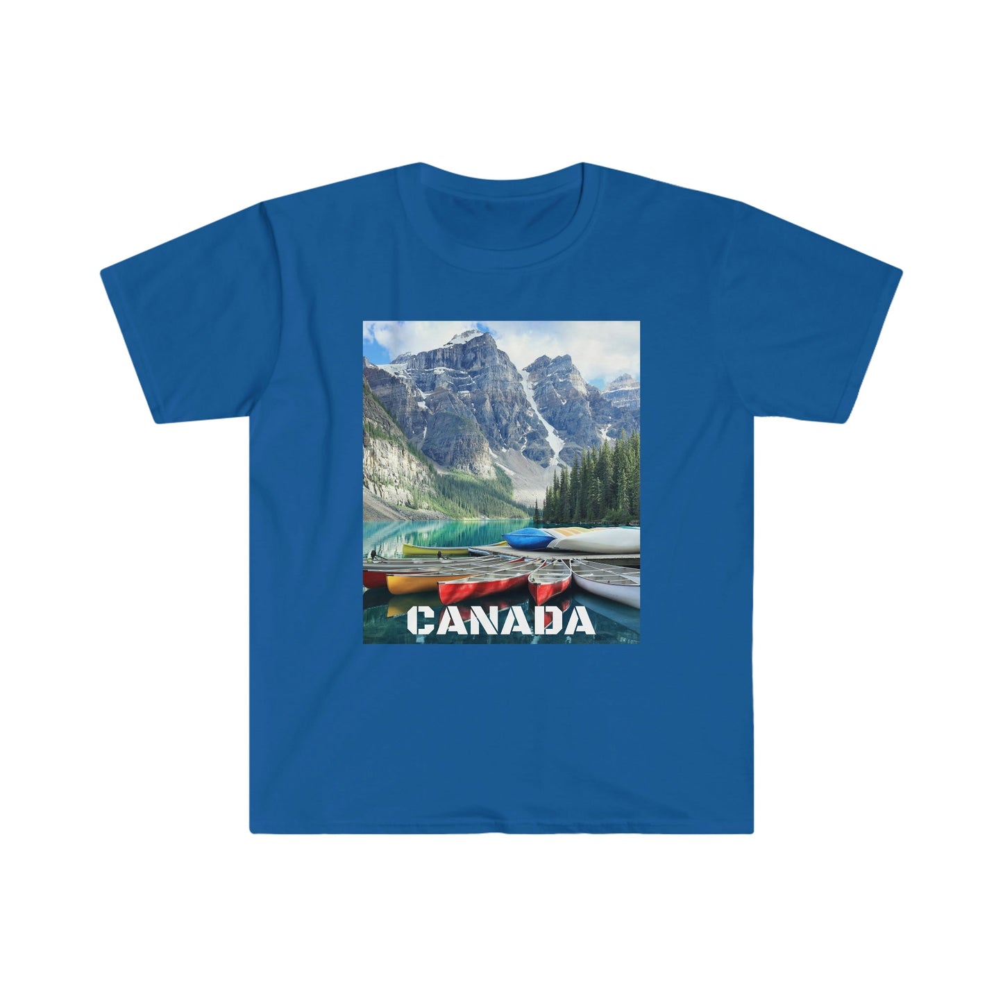 Unisex Softstyle T-Shirt - 100% cotton - Gildan 64000 - Made in CANADA in 3 Days - Rocky Mountains, Alberta & Canmore, Canada - Green Forest Home