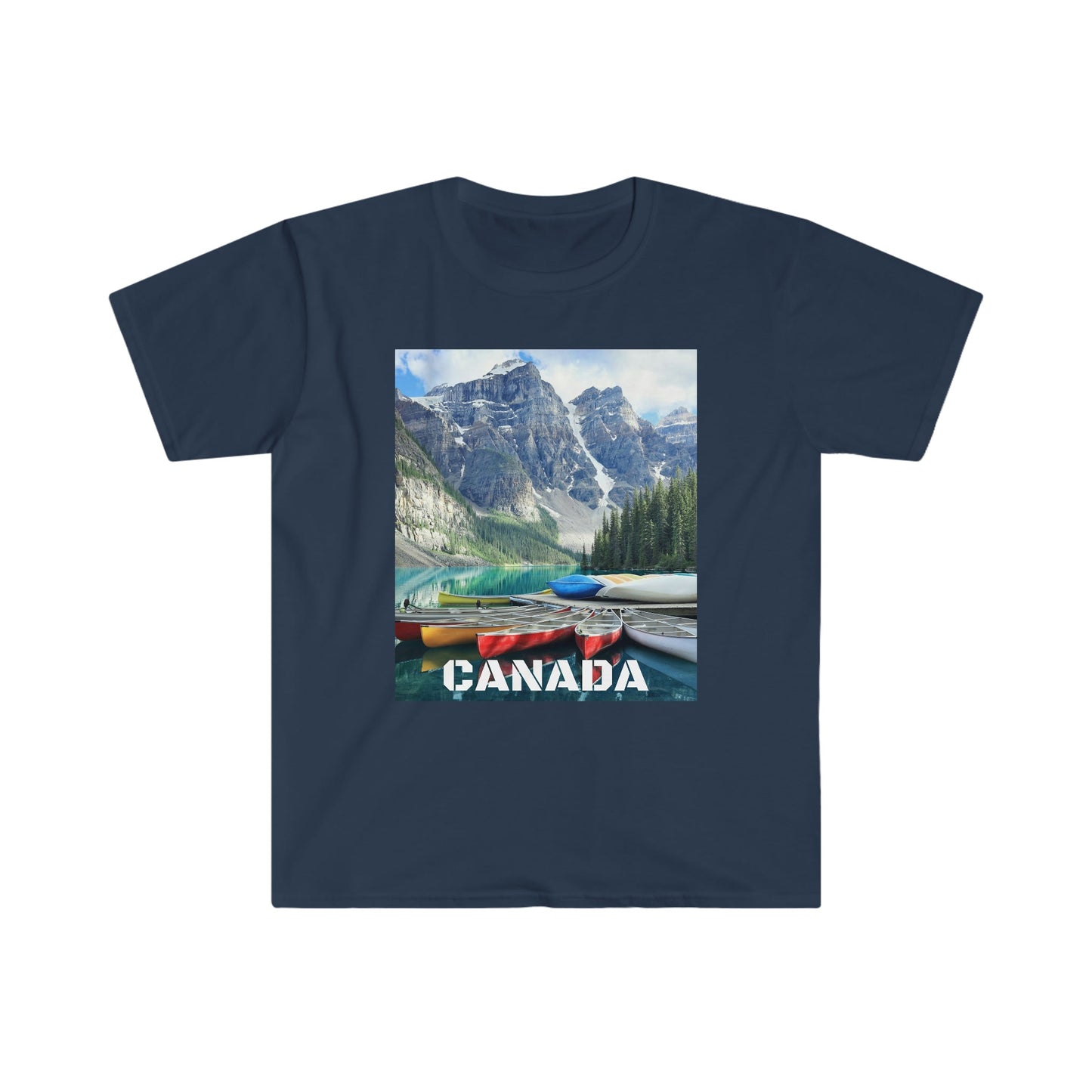 Unisex Softstyle T-Shirt - 100% cotton - Gildan 64000 - Made in CANADA in 3 Days - Rocky Mountains, Alberta & Canmore, Canada - Green Forest Home
