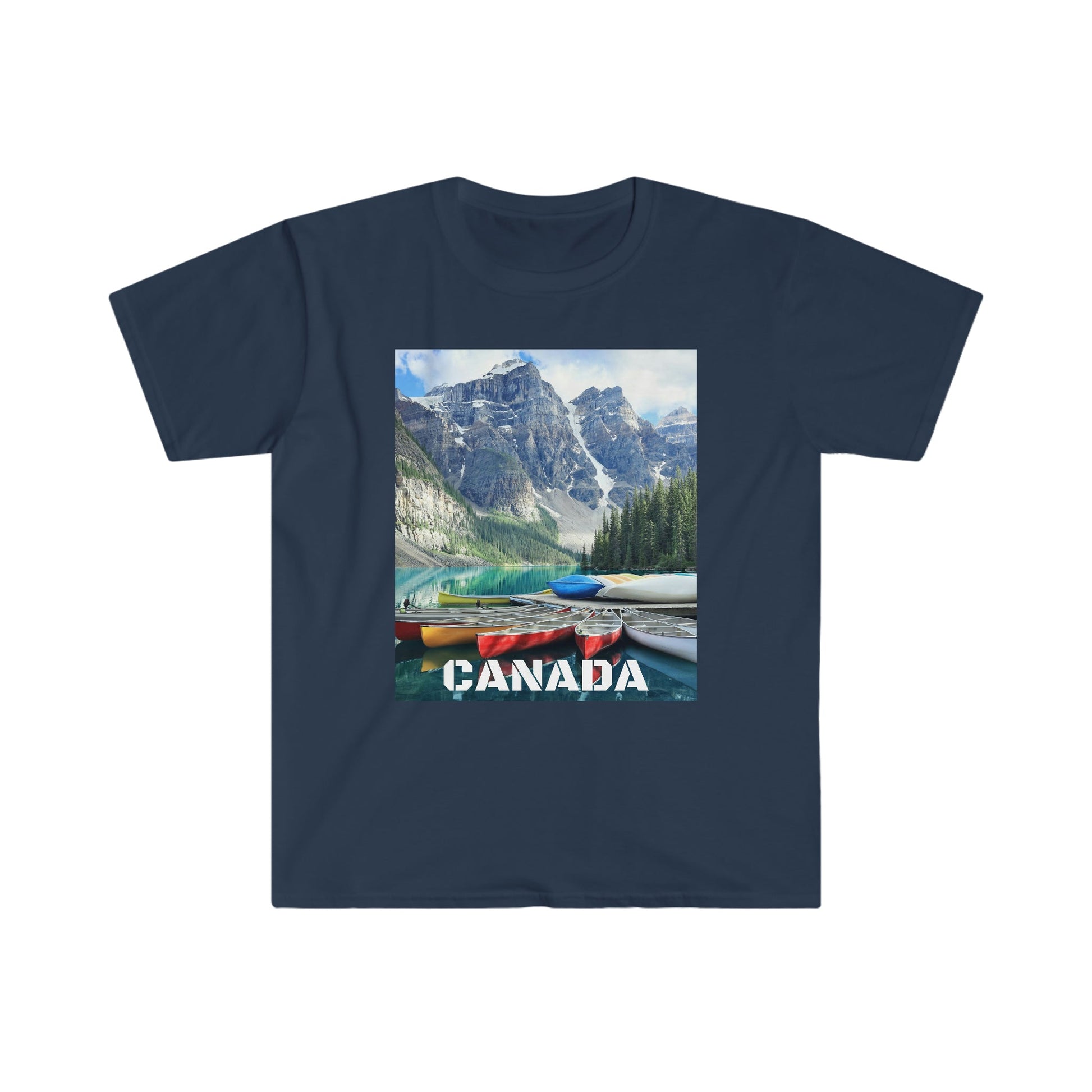 Unisex Softstyle T-Shirt - 100% cotton - Gildan 64000 - Made in CANADA in 3 Days - Rocky Mountains, Alberta & Canmore, Canada - Green Forest Home