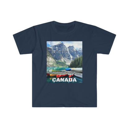 Unisex Softstyle T-Shirt - 100% cotton - Gildan 64000 - Made in CANADA in 3 Days - Rocky Mountains, Alberta & Canmore, Canada - Green Forest Home