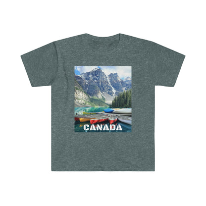 Unisex Softstyle T-Shirt - 100% cotton - Gildan 64000 - Made in CANADA in 3 Days - Rocky Mountains, Alberta & Canmore, Canada - Green Forest Home