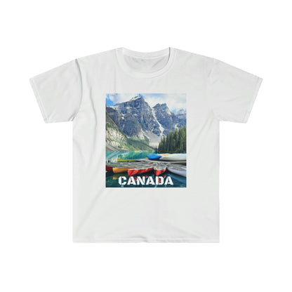 Unisex Softstyle T-Shirt - 100% cotton - Gildan 64000 - Made in CANADA in 3 Days - Rocky Mountains, Alberta & Canmore, Canada - Green Forest Home