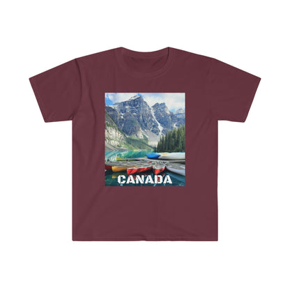 Unisex Softstyle T-Shirt - 100% cotton - Gildan 64000 - Made in CANADA in 3 Days - Rocky Mountains, Alberta & Canmore, Canada - Green Forest Home