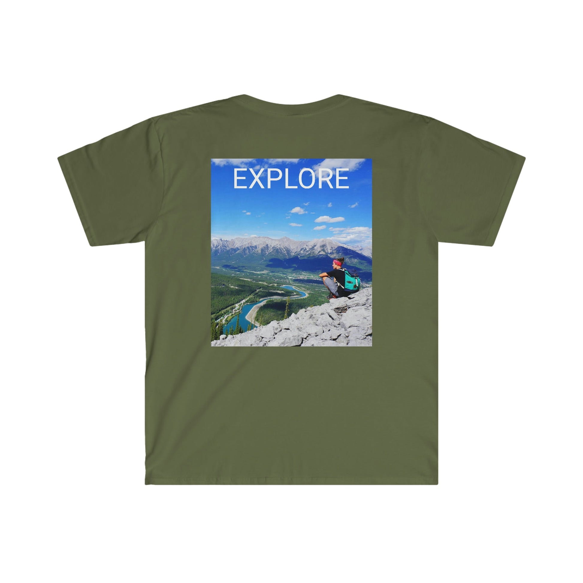 Unisex Softstyle T-Shirt - 100% cotton - Gildan 64000 - Made in CANADA in 3 Days - Rocky Mountains, Alberta & Canmore, Canada - Green Forest Home