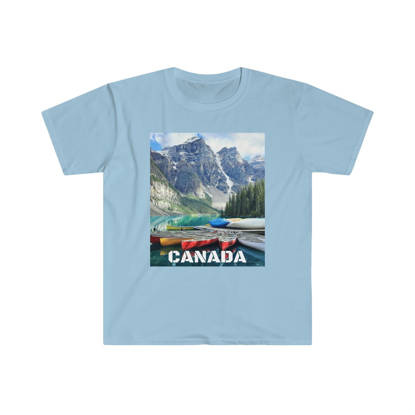 Unisex Softstyle T-Shirt - 100% cotton - Gildan 64000 - Made in CANADA in 3 Days - Rocky Mountains, Alberta & Canmore, Canada - Green Forest Home