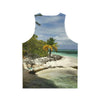 Unisex Tank Top (AOP) - All Over Print - Amazing Colors of Pajaros Beach - Mona Island Puerto Rico - Made in China - Green Forest Home