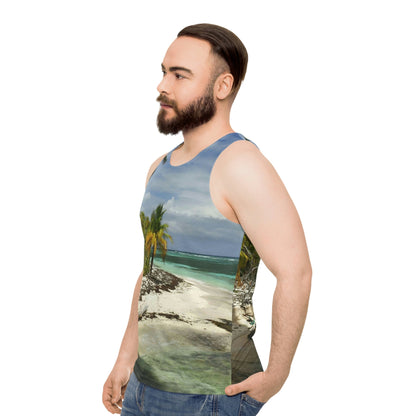 Unisex Tank Top (AOP) - All Over Print - Amazing Colors of Pajaros Beach - Mona Island Puerto Rico - Made in China - Green Forest Home