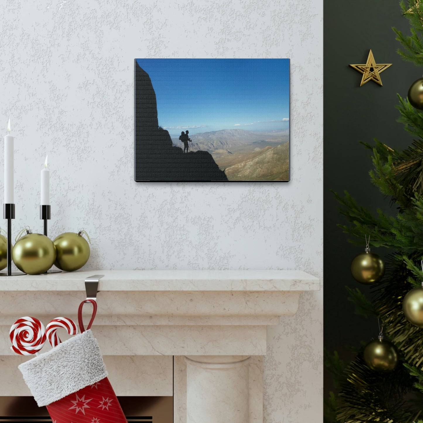 US NATIONAL PARKS - SMALL Canvas Gallery Wraps - Hiker mesmerized by the immense ANZA-BORREGO 600K ACRES California Desert state park - Green Forest Home