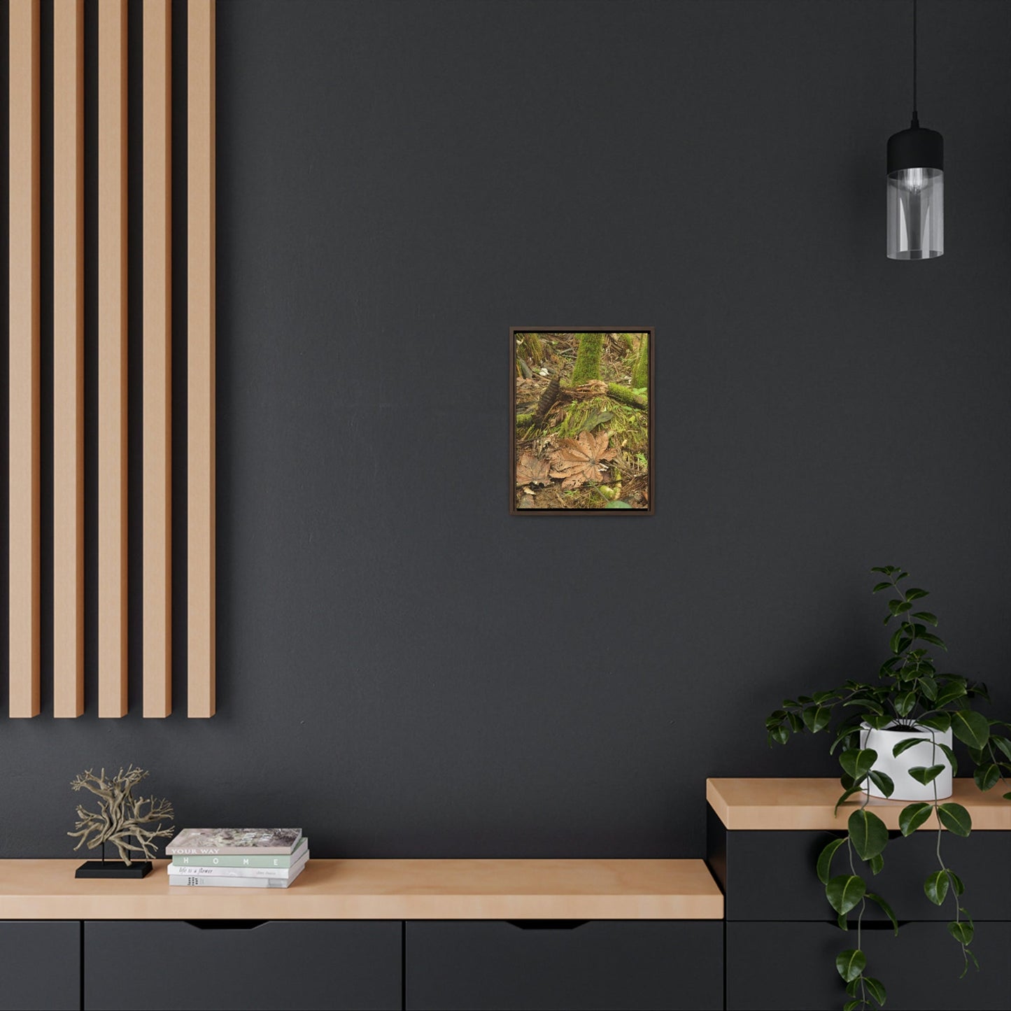 Vertical Framed Premium Gallery Wrap Canvas - The Sierra Palm forest - Death of a Palm tree - in El Yunque rainforest PR - Green Forest Home