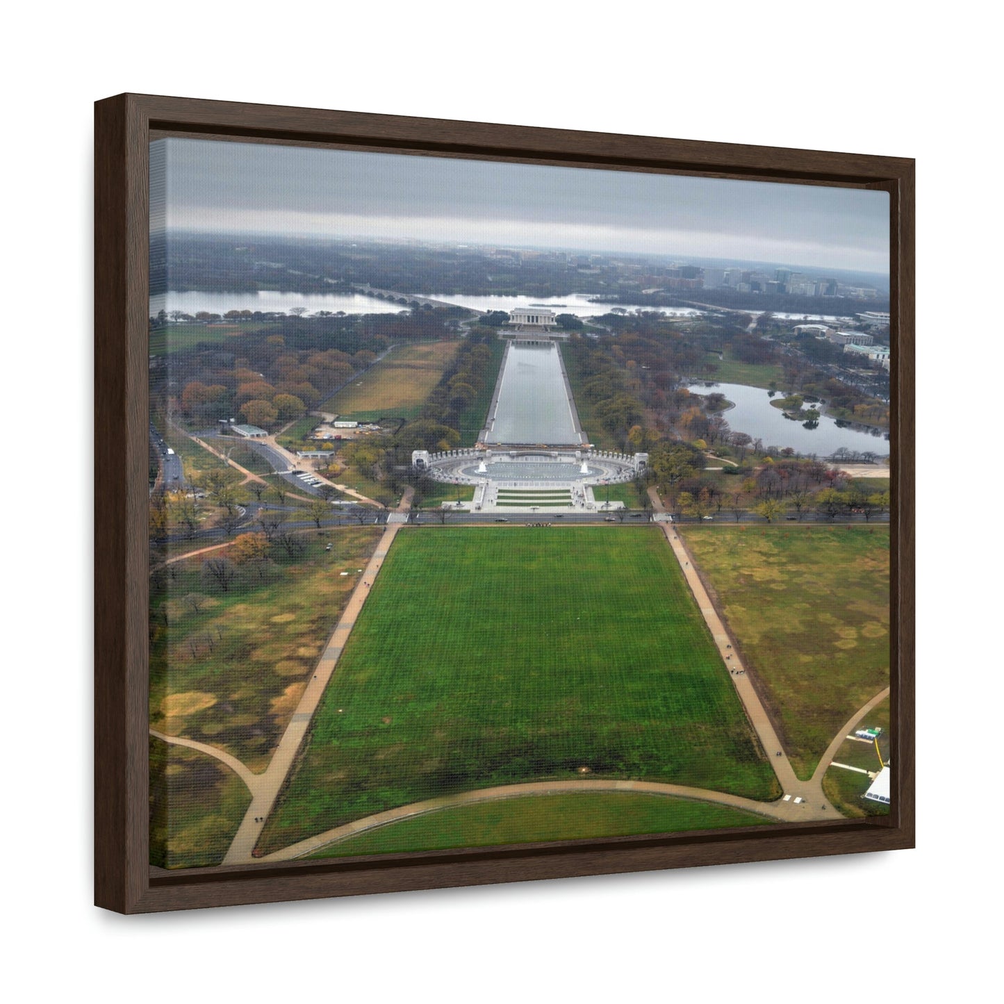 WA DC - Horizontal Framed Premium Gallery Wrap Canvas - Awesome view of WA DC from the 555 feet tall Washington Monument - Green Forest Home