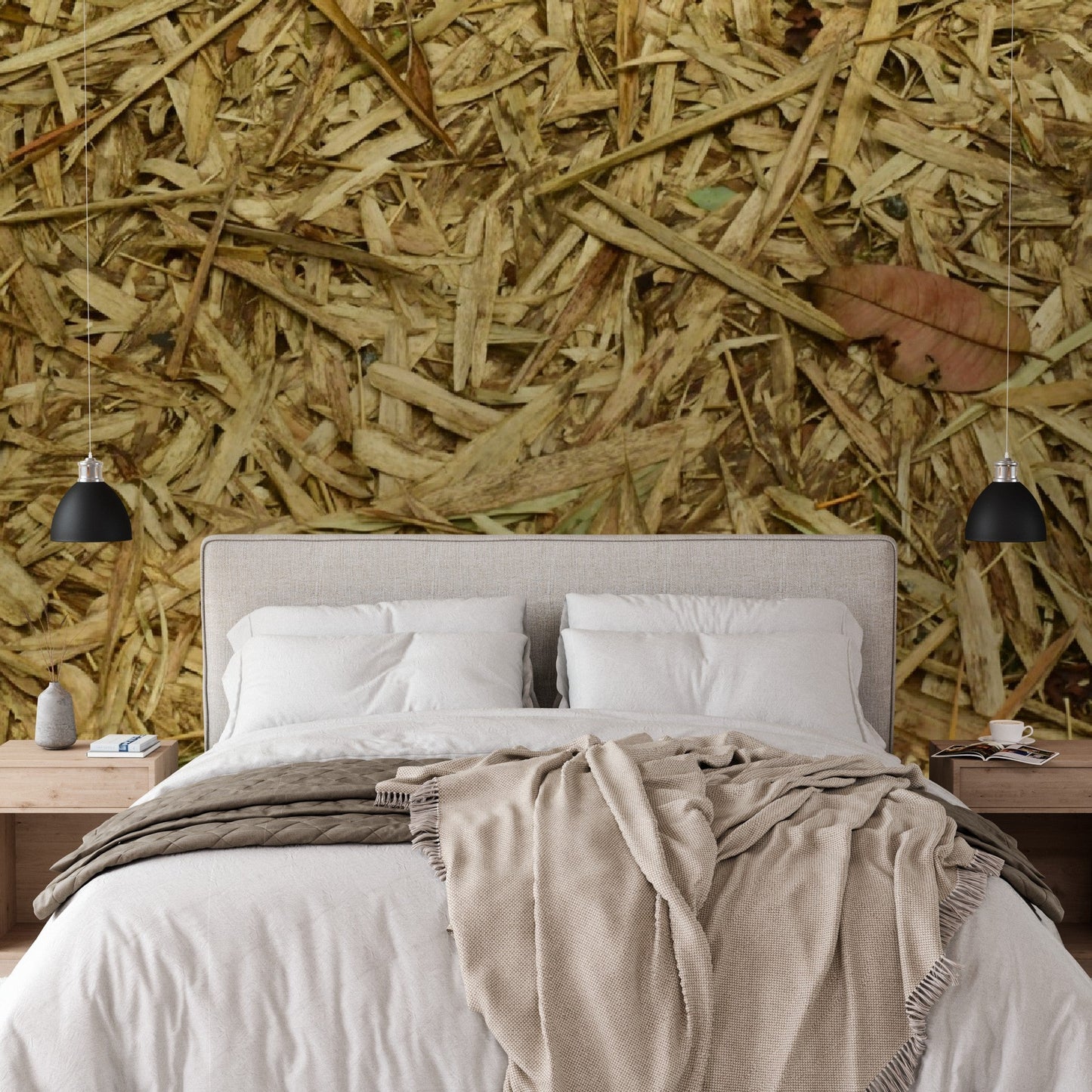 Wallpapaper - Dry Tropical Bamboo Leaves - Many Sizes - El Yunque Rainforest Puerto Rico - Easy Peel & Stick - Green Forest Home