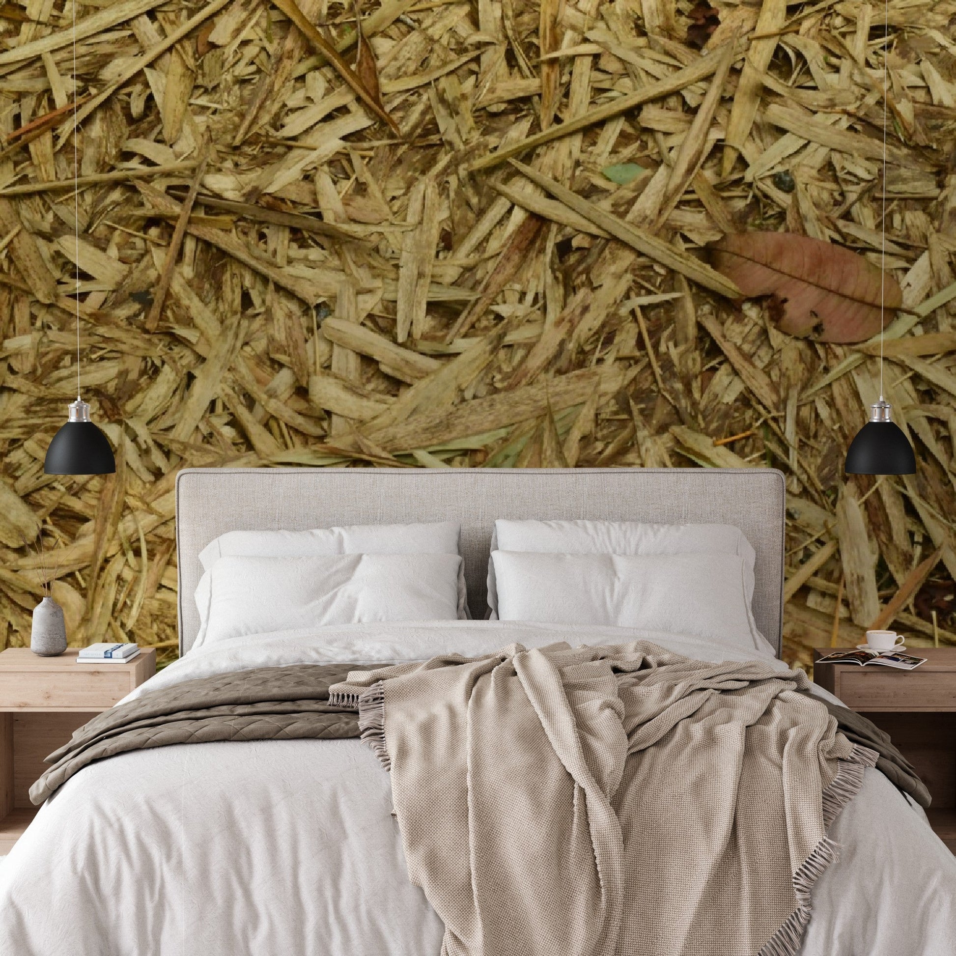 Wallpapaper - Dry Tropical Bamboo Leaves - Many Sizes - El Yunque Rainforest Puerto Rico - Easy Peel & Stick - Green Forest Home