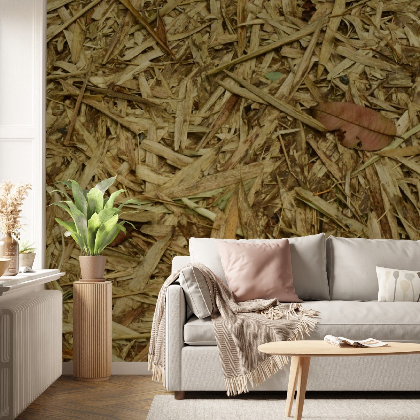 Wallpapaper - Dry Tropical Bamboo Leaves - Many Sizes - El Yunque Rainforest Puerto Rico - Easy Peel & Stick - Green Forest Home