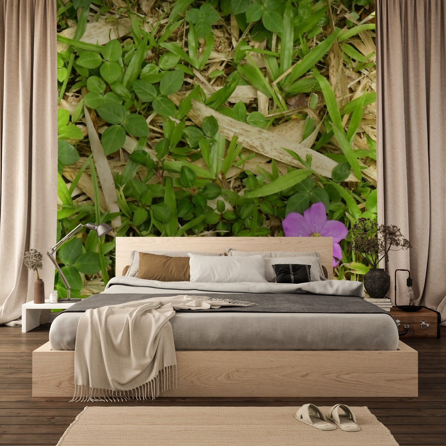 Wallpapaper - Tropical Bamboo Leaves and Foliage - Many Sizes - El Yunque Rainforest Puerto Rico - Easy Peel & Stick - Green Forest Home