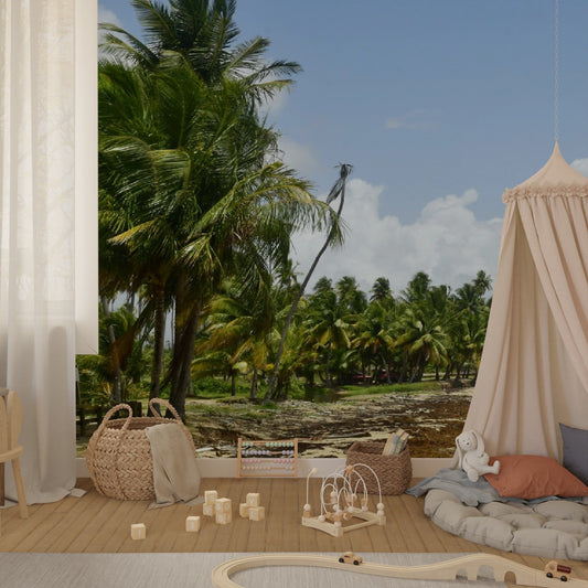 Wallpapaper - Tropical Beach with Sargasso in Palmas de Lucía Hotel - Yabucoa PR - Green Forest Home