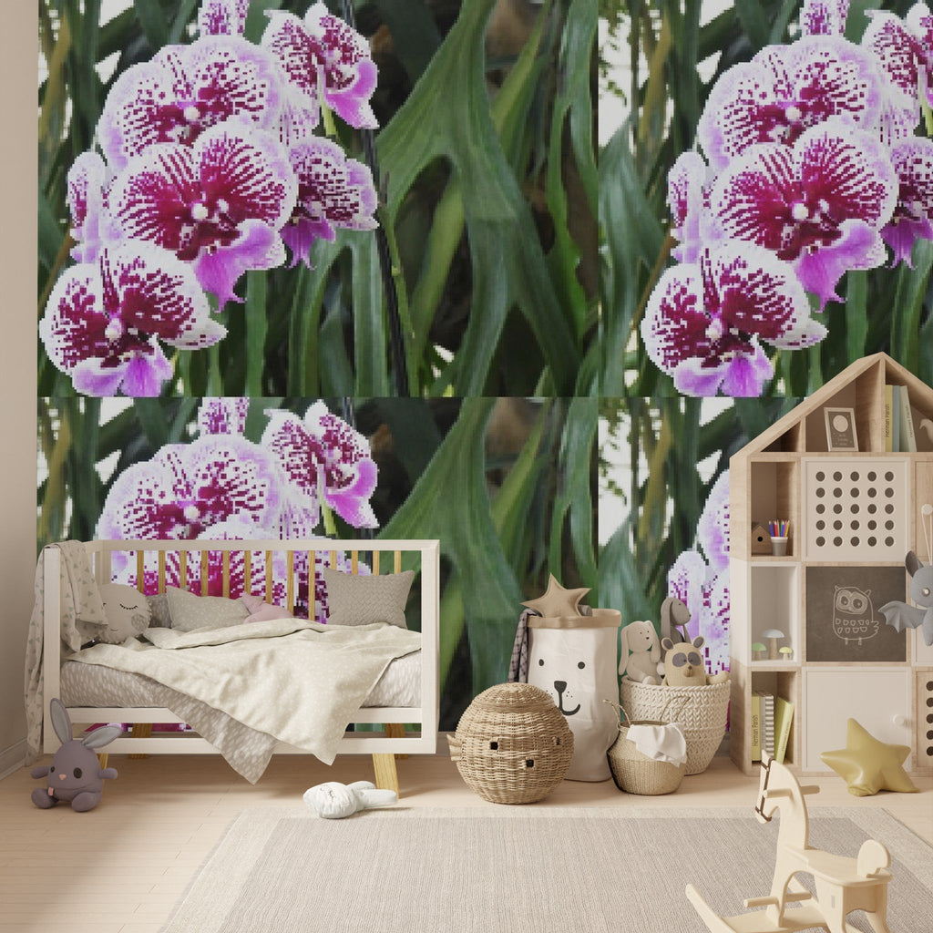 Wallpaper - Awesome tropical Orchids PATTERN in Isabela Puerto Rico - Green Forest Home