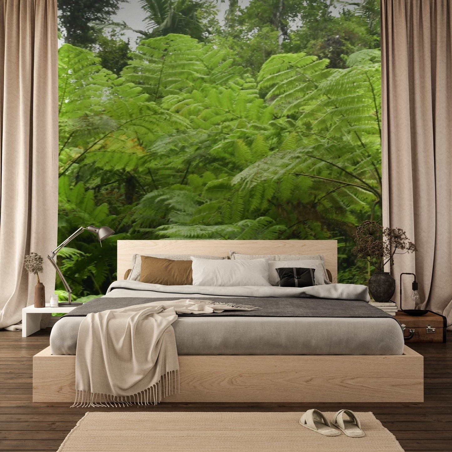 Wallpaper - Deep Forest in El Yunque Rainforest - The Fern Palm Forest - Multiple Sizes - PUERTO RICO - EASY Peel and Stick - Green Forest Home