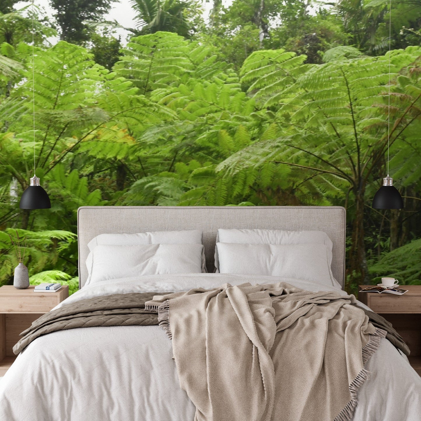 Wallpaper - Deep Forest in El Yunque Rainforest - The Fern Palm Forest - Multiple Sizes - PUERTO RICO - EASY Peel and Stick - Green Forest Home