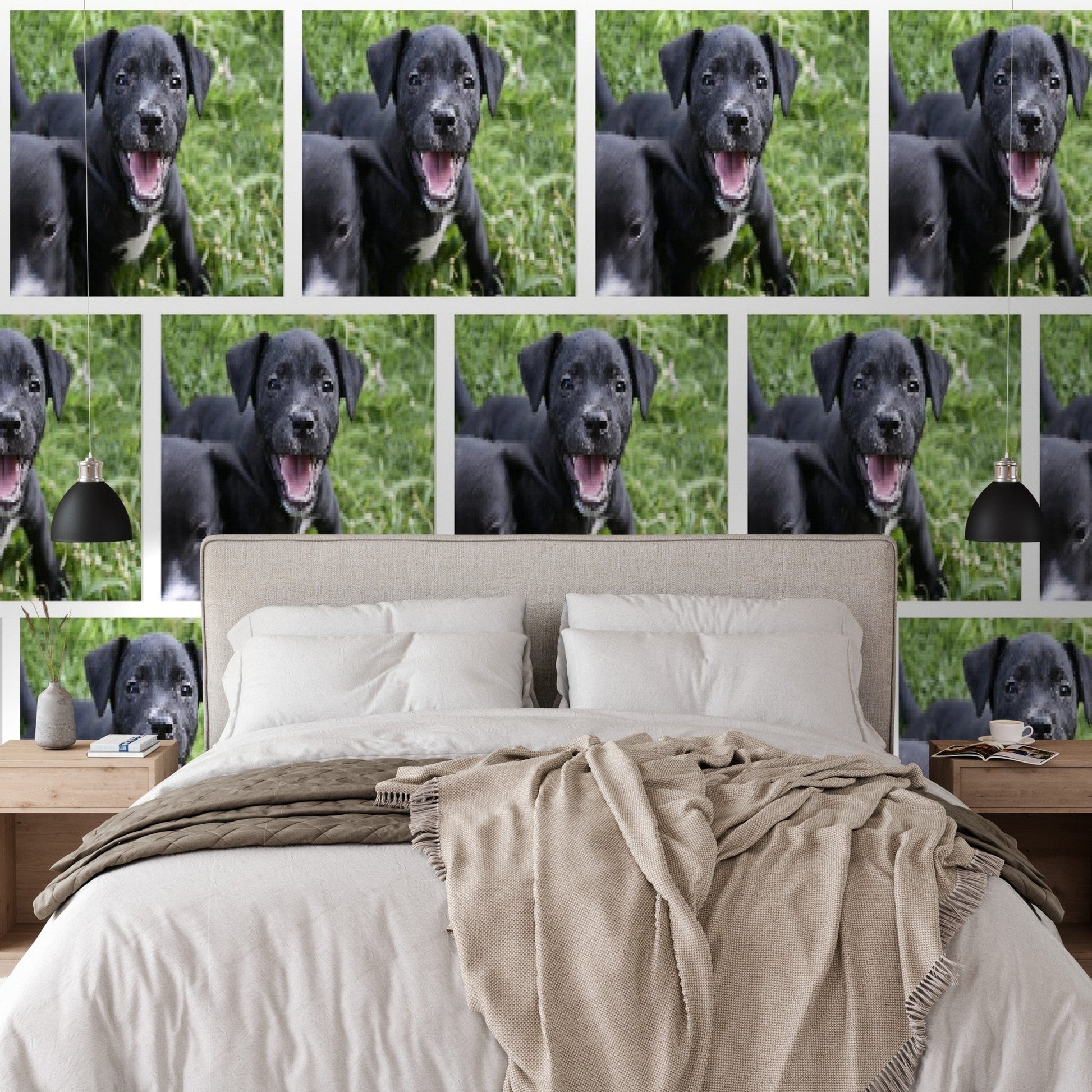 Wallpaper - Friendly Puppy PATTERN in Humacao PR - Multiple Sizes - Green Forest Home