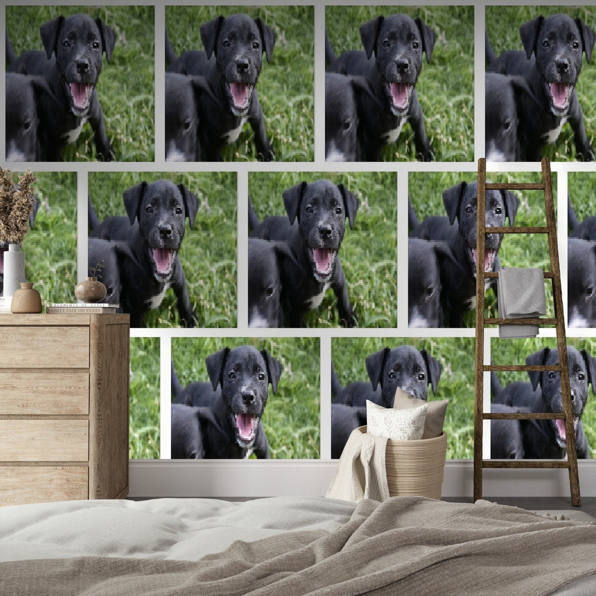 Wallpaper - Friendly Puppy PATTERN in Humacao PR - Multiple Sizes - Green Forest Home