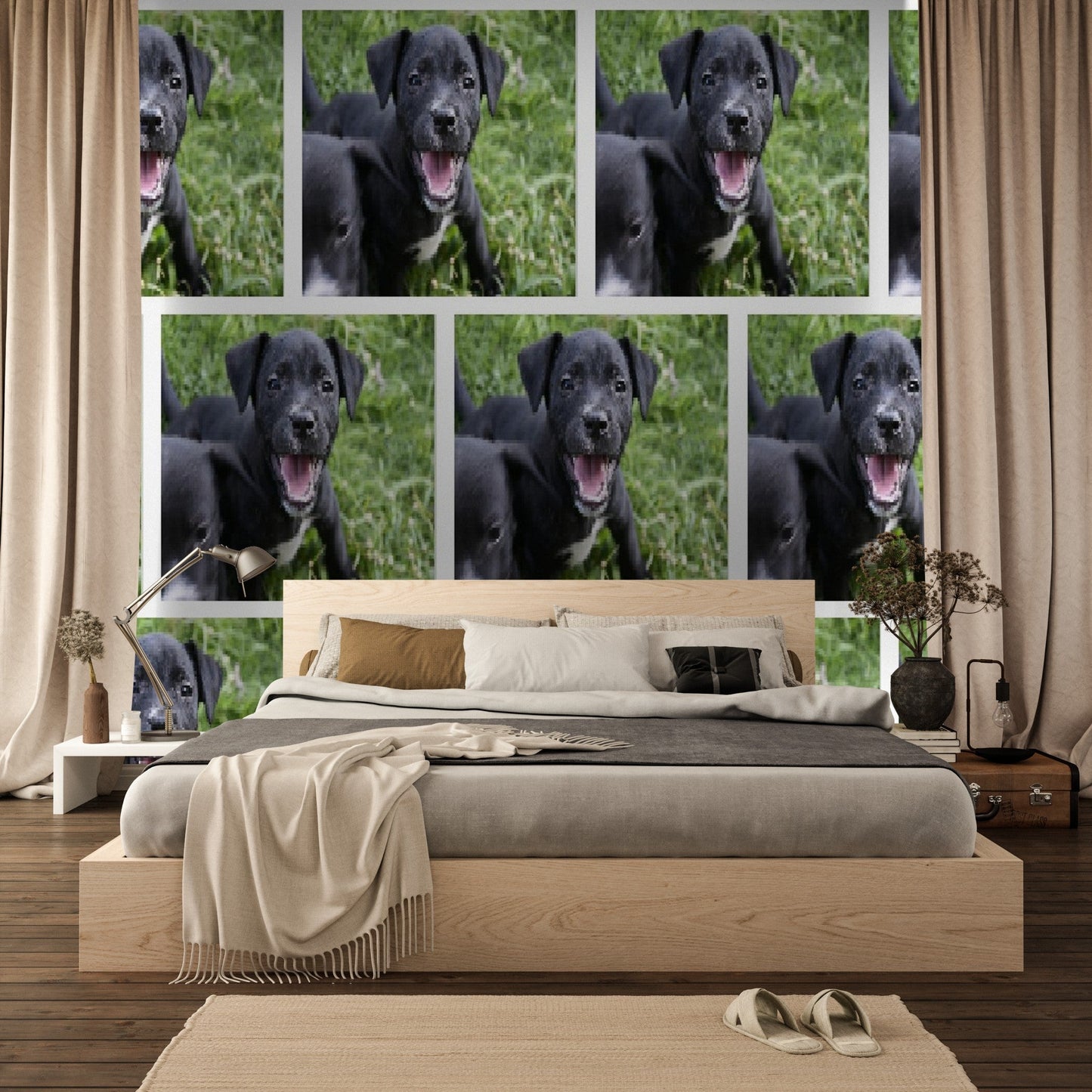 Wallpaper - Friendly Puppy PATTERN in Humacao PR - Multiple Sizes - Green Forest Home