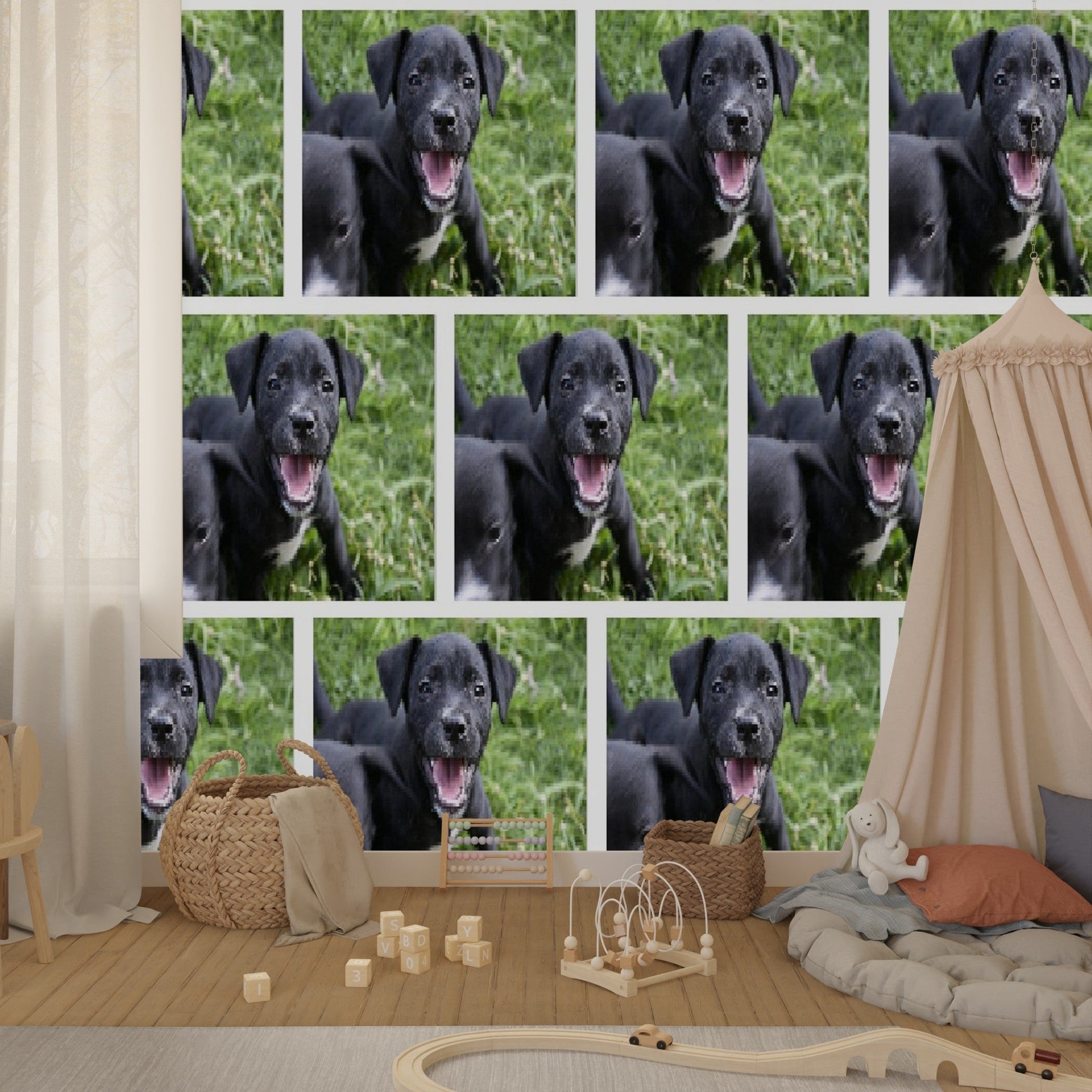 Wallpaper - Friendly Puppy PATTERN in Humacao PR - Multiple Sizes - Green Forest Home