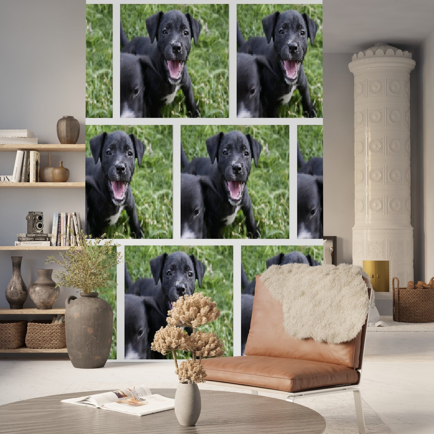 Wallpaper - Friendly Puppy PATTERN in Humacao PR - Multiple Sizes - Green Forest Home